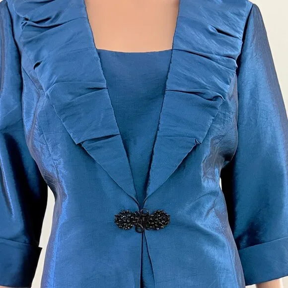 ALEX EVENINGS TWINSET BLUE JACKET & SHELL SET SIZE XL ONE BUTTON - Picture 8 of 10